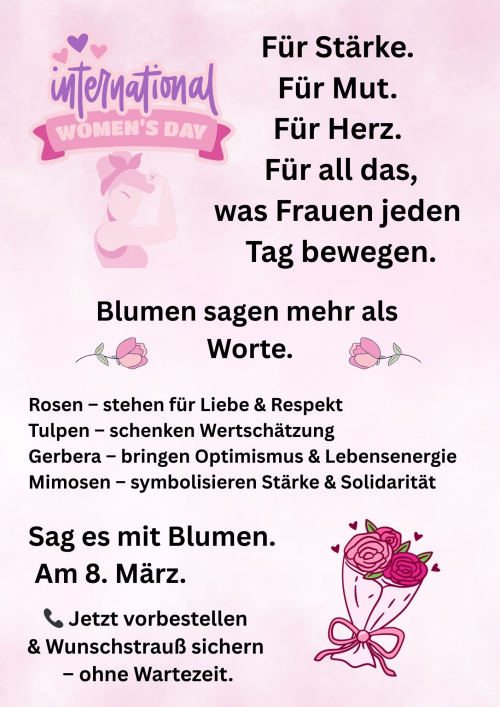 Weltfrauentag - Jetzt Vorbetsellen